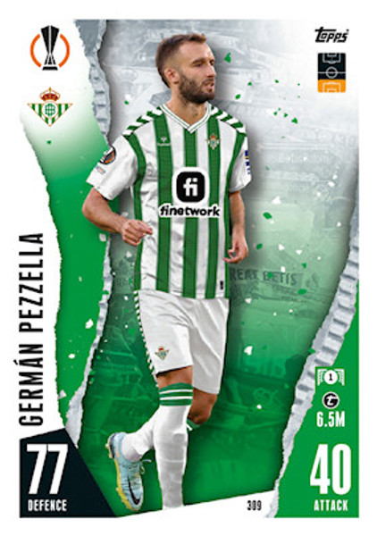 #309 German Pezzella (Real Betis Balompié) Match Attax Champions League 2023/24