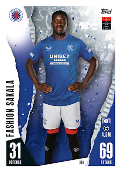 #386 Fashion Sakala (Rangers FC) Match Attax Champions League 2023/24