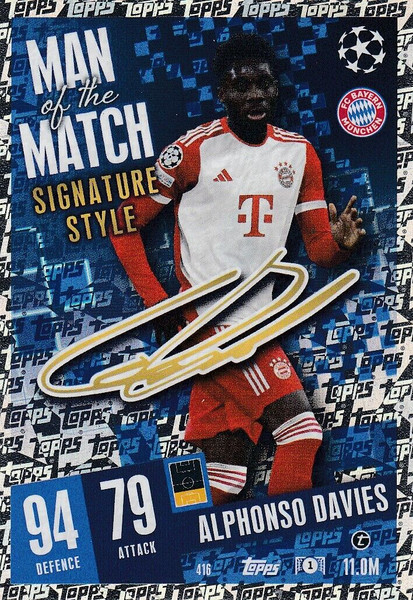 #416 Alphonso Davies (FC Bayern München) Match Attax Champions League 2023/24 MOTM SIGNATURE STYLE