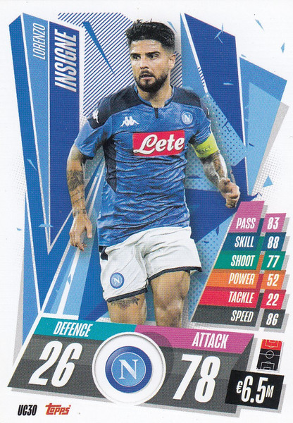 #UC30 Lorenzo Insigne (SSC Napoli) Match Attax 2020/21 UPDATE CARD