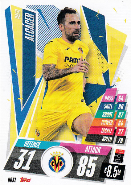 #UC31 Paco Alcácer (Villarreal CF) Match Attax 2020/21 UPDATE CARD