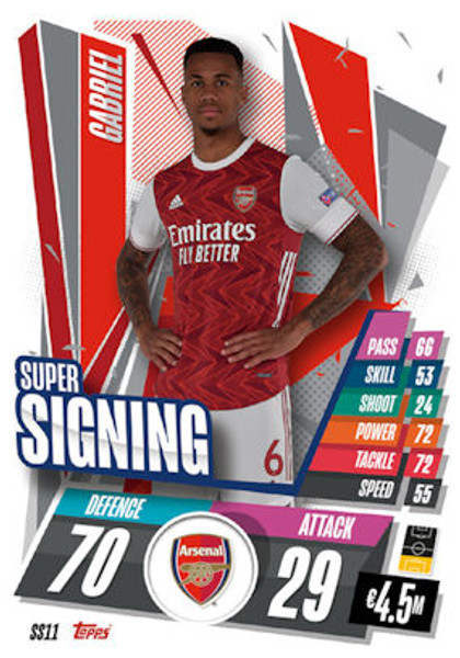 #SS11 Gabriel (Arsenal) Match Attax 2020/21 UPDATE CARD SUPER SIGNING