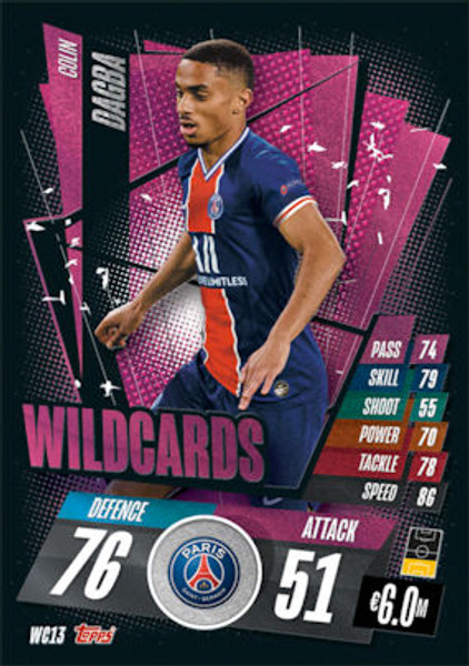 #WC13 Colin Dagba (Paris Saint-Germain) Match Attax Champions League 2020/21 WILDCARDS