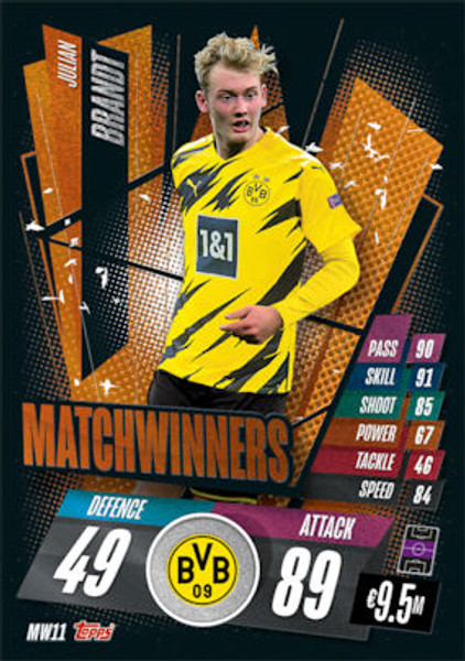 #MW11 Julian Brandt (Borussia Dortmund) Match Attax Champions League 2020/21 MATCHWINNERS
