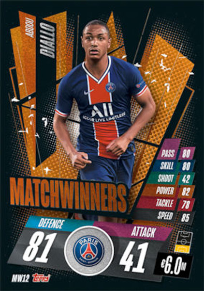 #MW12 Abdou Diallo (Paris Saint-Germain) Match Attax Champions League 2020/21 MATCHWINNERS