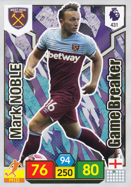 #431 Mark Noble (West Ham United) Adrenalyn XL Premier League 2019/20 GAME BREAKER