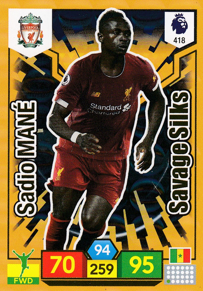 #418 Sadio Mane (Liverpool) Adrenalyn XL Premier League 2019/20 SAVAGE SILK