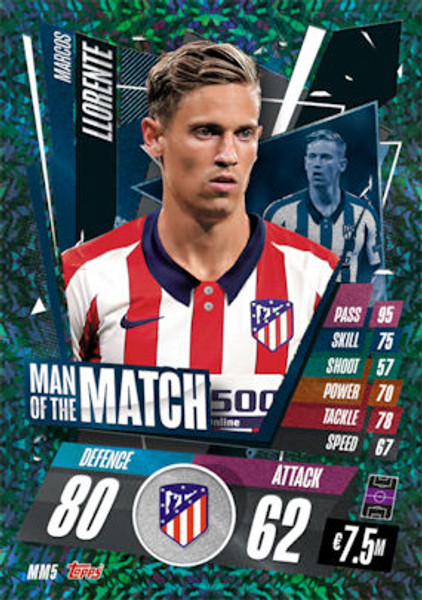 #MM5 Marcos Llorente (Atletico de Madrid) Match Attax 2020/21 MAN OF THE MATCH SPANISH EXCLUSIVE RELEASE