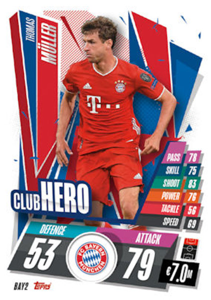 #BAY2 Thomas Muller (FC Bayern Munchen) Match Attax Champions League 2020/21 CLUB HERO