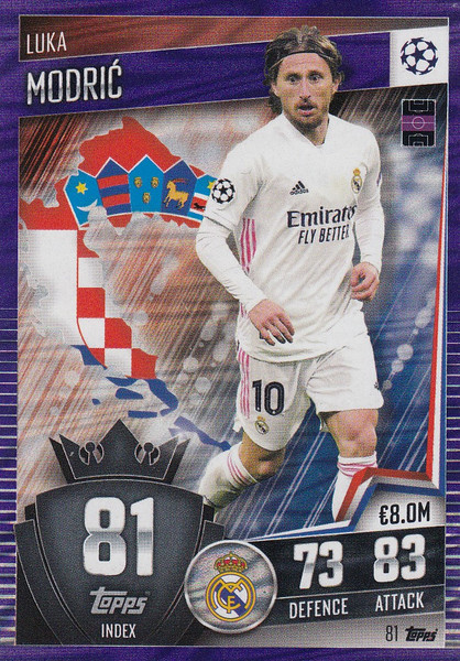 #81 Luka Modrić (Real Madrid CF) Match Attax 101 2020/21 PURPLE PARALLEL