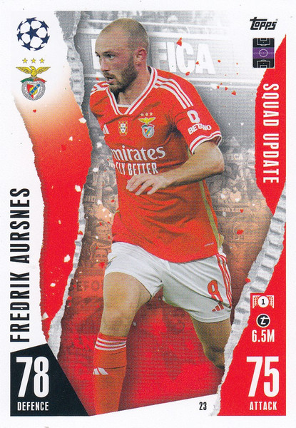 #23 Fredrik Aursnus (SL Benfica) Match Attax EXTRA Champions League 2023/24