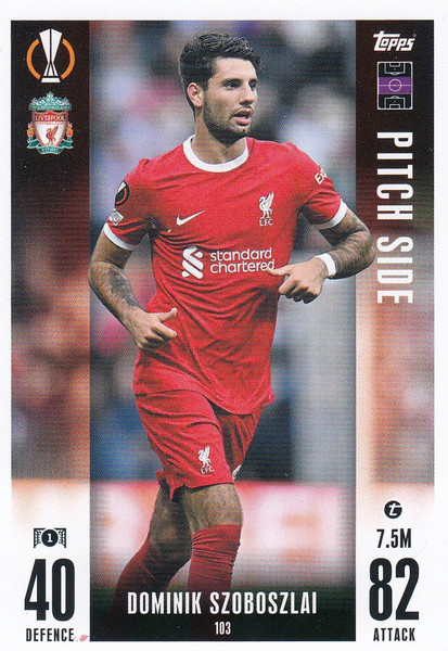 #103 Dominik Szoboszlai (Liverpool) Match Attax EXTRA Champions League 2023/24 PITCH SIDE