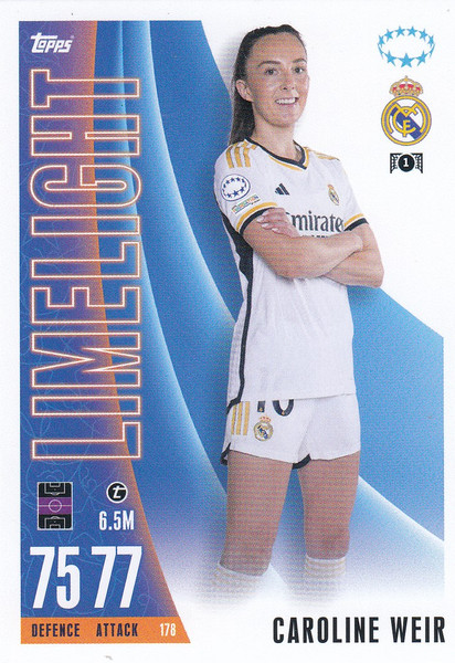 #178 Caroline Weir (Real Madrid CF) Match Attax EXTRA Champions League 2023/24 UWCL LIMELIGHT