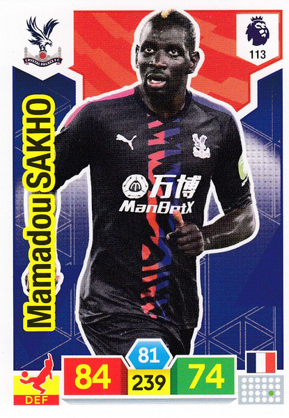 #113 Mamadou Sakho (Crystal Palace)  Adrenalyn XL Premier League 2019/20