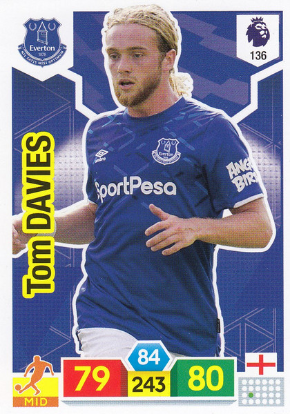 #136 Tom Davies (Everton) Adrenalyn XL Premier League 2019/20