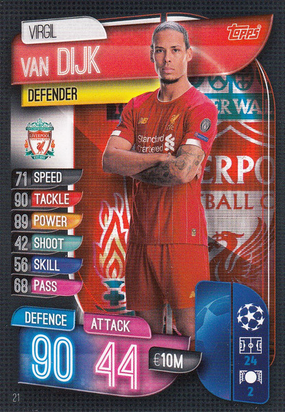 #21 Virgil Van Dijk (Liverpool) Match Attax Champions League 2019/20