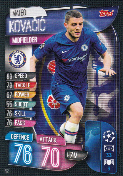 #52 Mateo Kovacic (Chelsea) Match Attax Champions League 2019/20