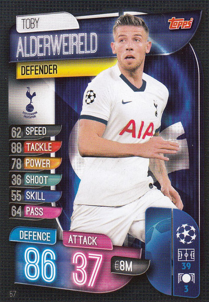 #57 Toby Alderweireld (Tottenham Hotspur) Match Attax Champions League 2019/20