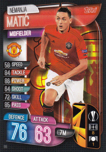 #99 Nemanja Matic (Manchester United) Match Attax Champions League 2019/20