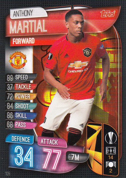 #105 Anthony Martial (Manchester United) Match Attax Champions League 2019/20