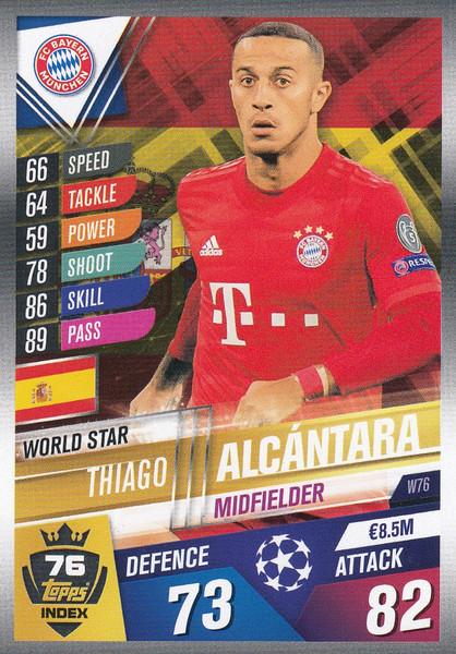 #W76 Thiago Alcantara (FC Bayern Munchen) Match Attax 101 2019/20
