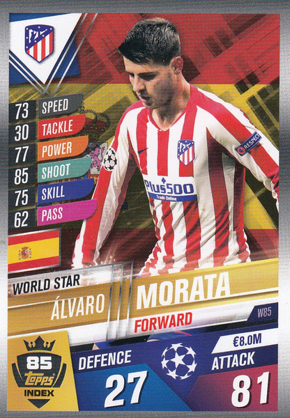 #W85 Alvaro Morata (Club Atletico De Madrid) Match Attax 101 2019/20