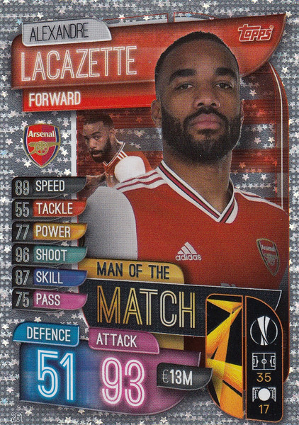 #261 Alexandre Lacazette (Arsenal) Match Attax Champions League 2019/20 MAN OF THE MATCH