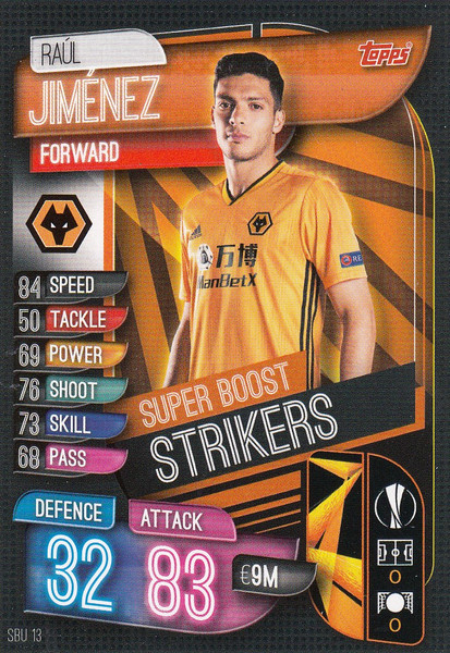 #SBU13 Raul Jimenez (Wolverhampton Wanderers) Match Attax Champions League 2019/20 SUPER BOOST STRIKERS