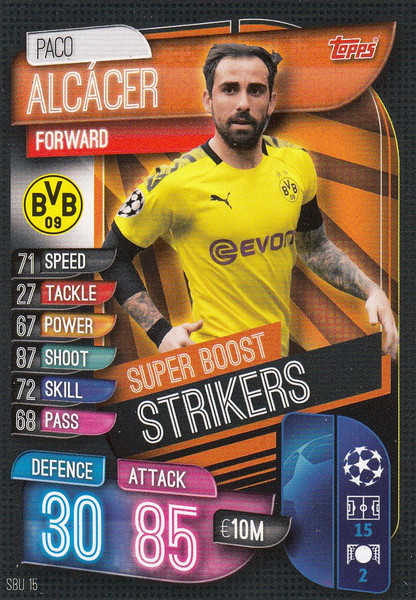 #SBU15 Paco Alcacer (Borussia Dortmund) Match Attax Champions League 2019/20 SUPER BOOST STRIKERS