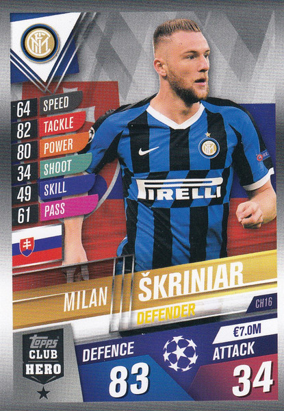 #CH16 Milan Skriniar (FC Internazionale Milano) Match Attax 101 2019/20 CLUB HEROES