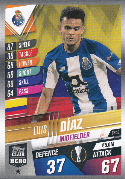 #CH46 Luis Diaz (FC Porto) Match Attax 101 2019/20 CLUB HEROES