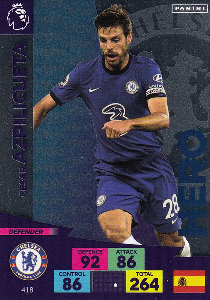 #418 Cesar Azpilicueta (Chelsea) Adrenalyn XL Premier League 2020/21 HERO