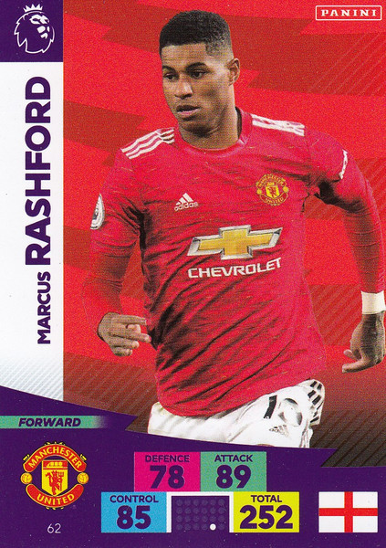 #62 Marcus Rashford (Manchester United) Adrenalyn XL Premier League 2020/21
