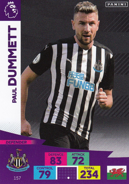 #157 Paul Dummett (Newcastle United) Adrenalyn XL Premier League 2020/21