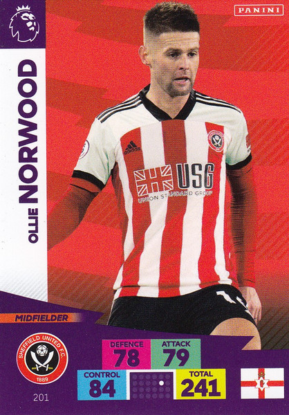 #201 Oliver Norwood (Sheffield United) Adrenalyn XL Premier League 2020/21