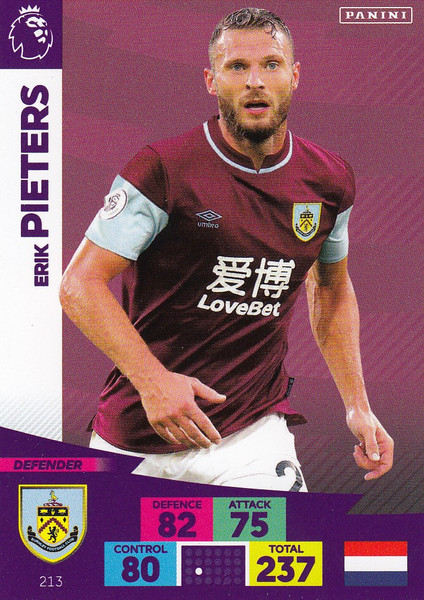 #213 Erik Pieters (Burnley) Adrenalyn XL Premier League 2020/21