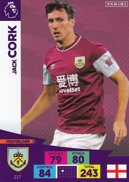 #217 Jack Cork (Burnley) Adrenalyn XL Premier League 2020/21