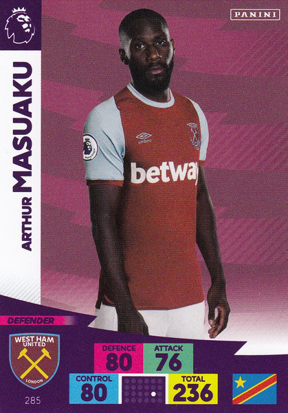 #285 Arthur Masuaku (West Ham United) Adrenalyn XL Premier League 2020/21