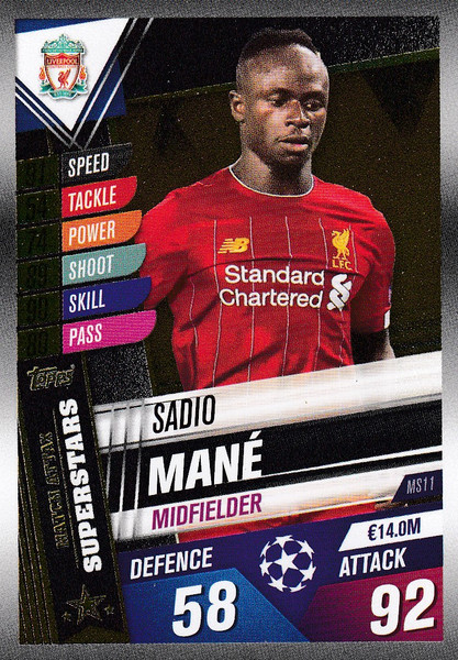 #MS11 Sadio Mane (Liverpool FC) Match Attax 101 2019/20 MATCH ATTAX SUPERSTARS