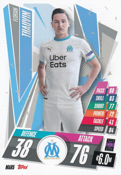 #MAR5 Florian Thauvin (Olympique de Marseille) Match Attax Champions League 2020/21