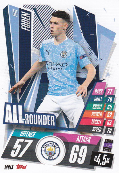 #MCI3 Phil Foden (Manchester City) Match Attax Champions League 2020/21 ALL ROUNDER