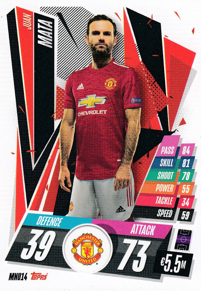 #MNU14 Juan Mata (Manchester United) Match Attax Champions League 2020/21