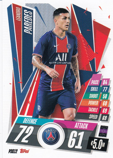 #PSG12 Leandro Paredes (Paris Saint-Germain) Match Attax Champions League 2020/21