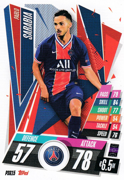 #PSG15 Pablo Sarabia (Paris Saint-Germain) Match Attax Champions League 2020/21