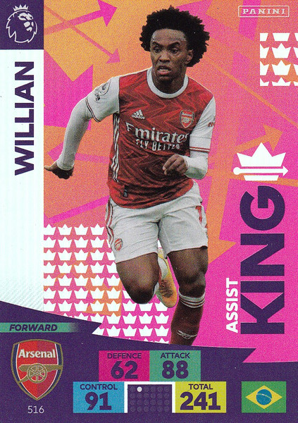 #516 Willian (Arsenal) Adrenalyn XL Premier League PLUS 2020/21 ASSIST KINGS