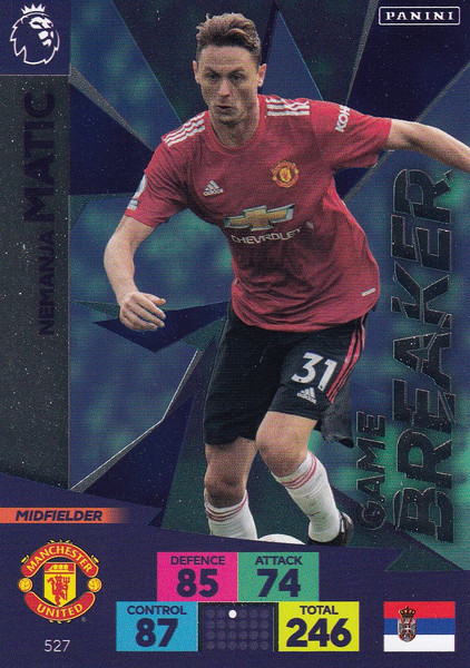 #527 Nemanja Matic (Manchester United) Adrenalyn XL Premier League PLUS 2020/21 GAME BREAKERS