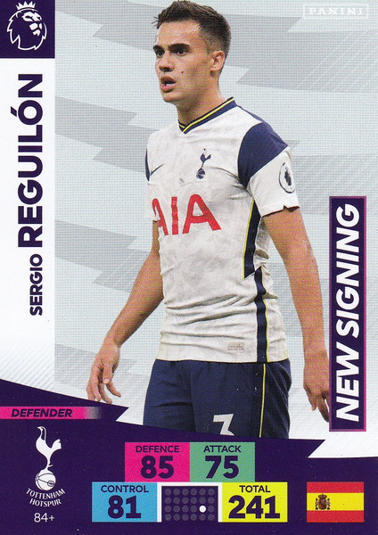 #84+ Sergio Reguilon (Tottenham Hotspur) Adrenalyn XL Premier League PLUS 2020/21 NEW SIGNINGS