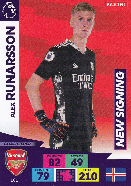 #101+ Alex Runarsson (Arsenal) Adrenalyn XL Premier League PLUS 2020/21 NEW SIGNINGS