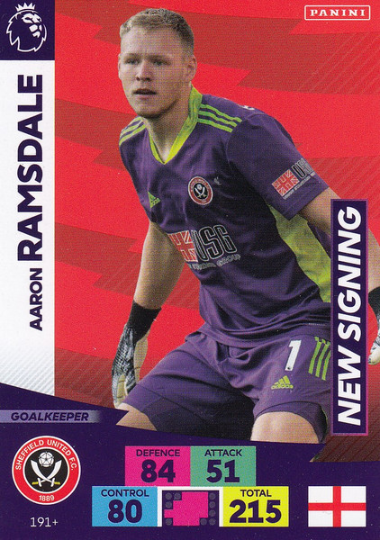 #191+ Aaron Ramsdale (Sheffield United) Adrenalyn XL Premier League PLUS 2020/21 NEW SIGNINGS