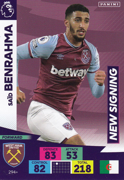 #294+ Said Benrahma (West Ham United) Adrenalyn XL Premier League PLUS 2020/21 NEW SIGNINGS